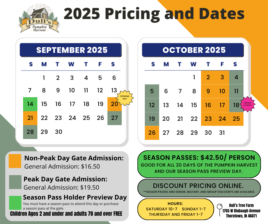 2025 Pumpkin Harvest Dates - Pumpkin Patch - Thorntown, IN 
